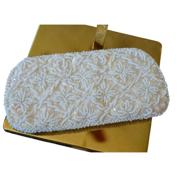 Vintage Fortune Ivory Beaded Eyeglass Case Women's Classic Elegant Evening Bag - Picture 5 of 5